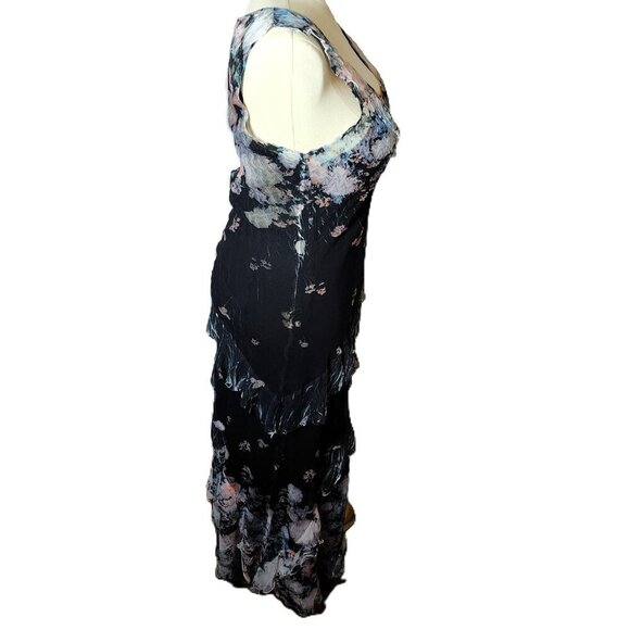 Komarov Floral Ruffle Chiffon Overlay Maxi Dress XL Made in USA VNeck Sleeveless - Picture 10 of 10